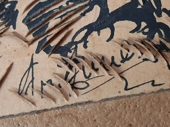 Predám obraz Trenčianský hrad Sig. Zimen 1941 rezba do karto - 13