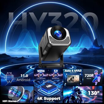4k projektor android, Bluetooth, WiFi, obraz 150"+plátno - 13