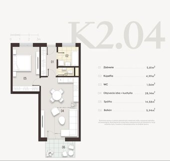 Predaj novostavba 2 izbový byt s balkónom  61 m2 + parkovaci - 13