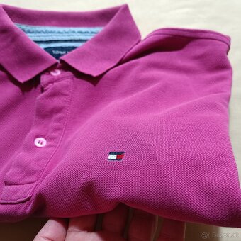Tommy Hilfiger ružová polokošeľa krátky rukáv malinová M - 13