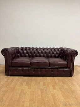 CHESTERFIELD ŠTÝL,KOŽENÁ SEDAČKA,3+1+UŠÁK+TABURET,NOVÁ - 13