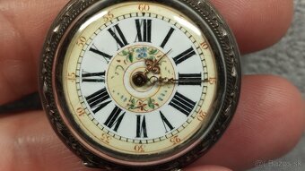 Staré stříbrné kapesní malované hodinky, PACKETOU IHNED - 13