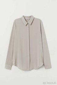 H&M Sivohnedá/hnedosivá/taupe šifónová blúzka XXS (32) - 13