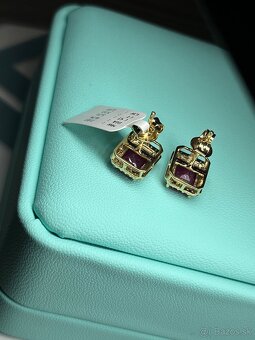 Rubinove nausnice 14k zlato s diamantami IGI - 13