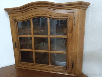 Rustikální příborník / rohová komoda + vitrína, masív - 13