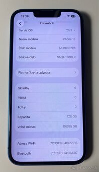 iPhone 13 modrý 128GB, TOP stav, komplet - 13