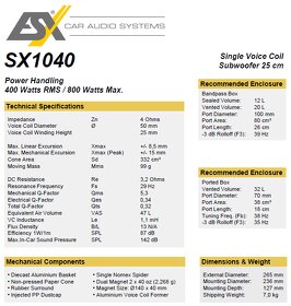 Subwoofer 2x10" ESX-SX1040 2x400W rms - 13