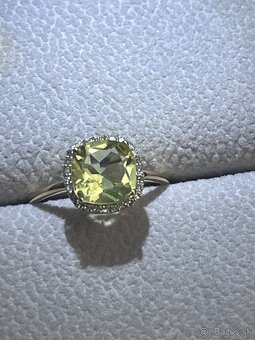 Zlatý Prsteň diamanty a Peridot - 13