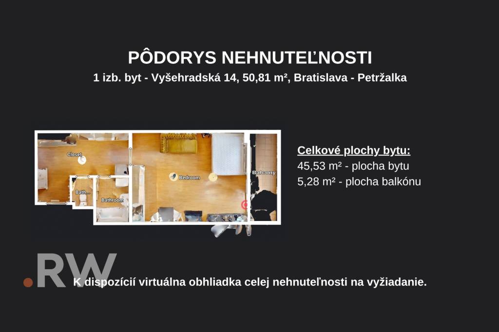 VEĽKORYSÝ 1izb. 50,81 m2 - LOGGIA - INVESTIČNÝ POTENCIÁL - V - 14