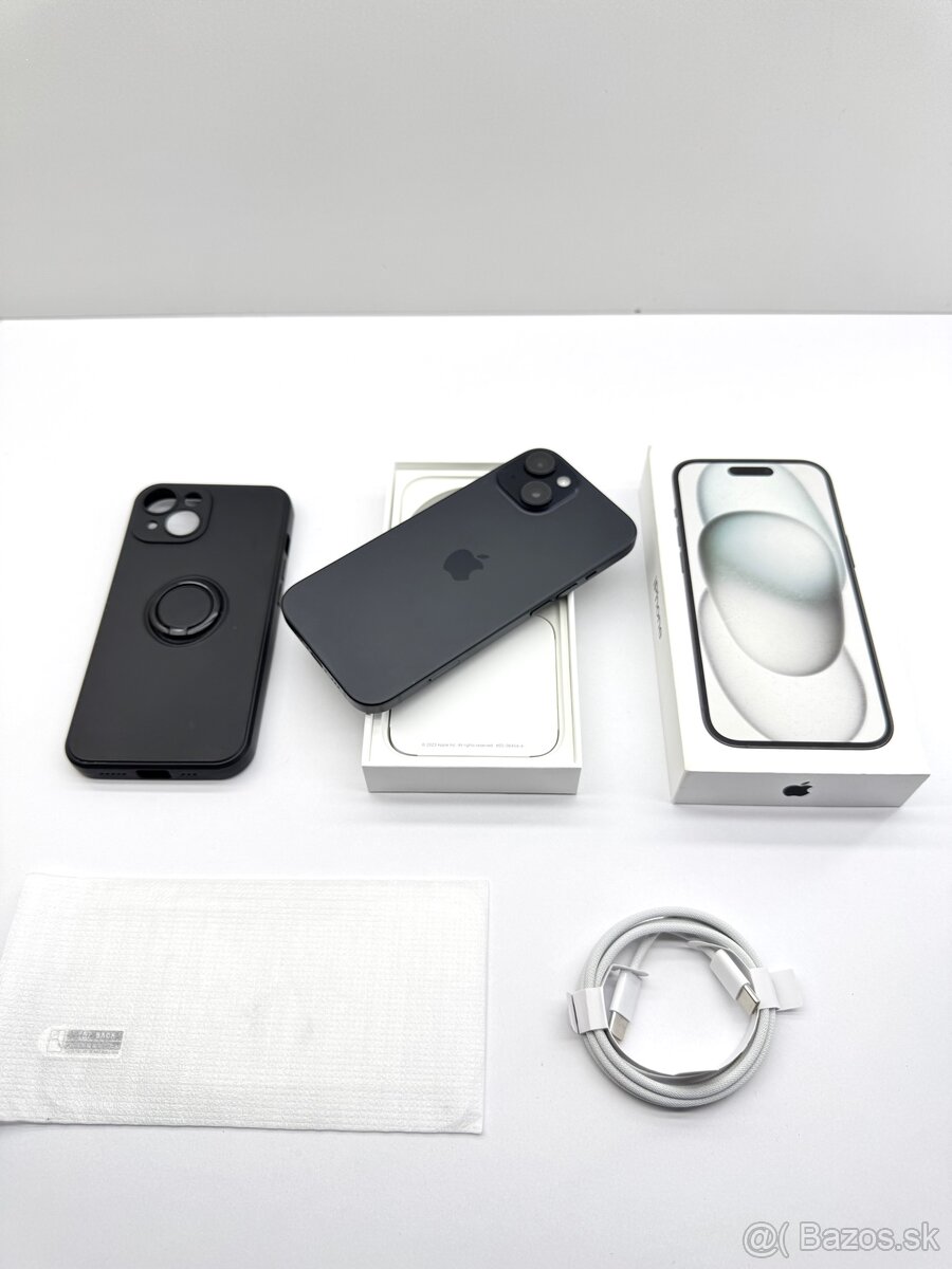 iPhone 15 128GB BLACK TOP STAV ORIGINÁL - 14
