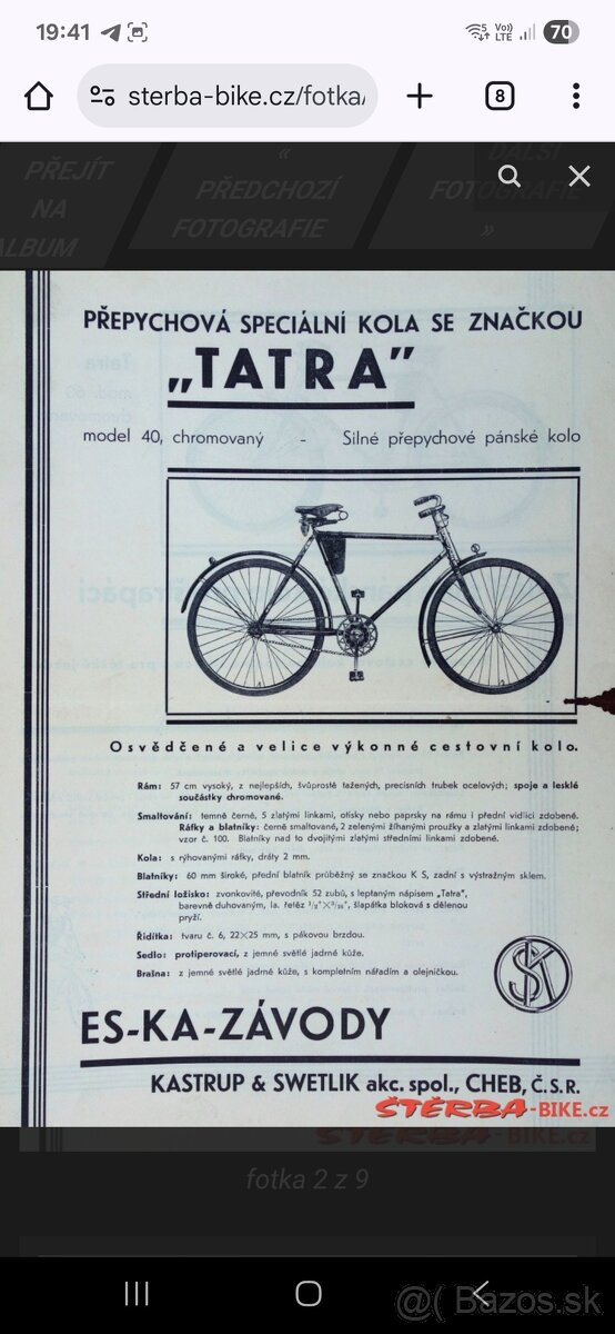 Historický bicykel Eska model Tatra - 14