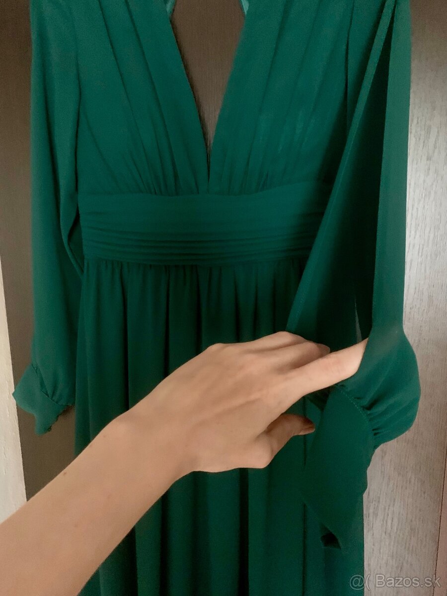 Tmavozelené spoločenské šaty - 14