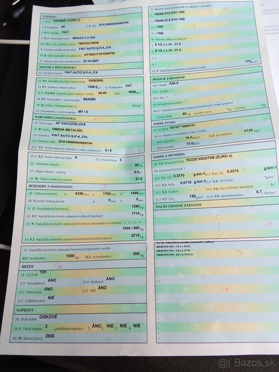 Predám vymením Fiat bravo 1.4 16v 2008 - 14