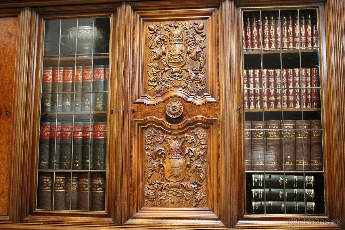 Starožitná neorenesanční knihovna na lvích tlapách - 14