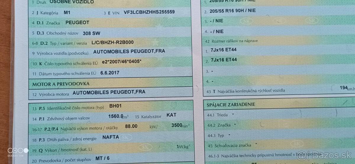 PEUGEOT 308 BREAK SW 1,6 HDI - 14