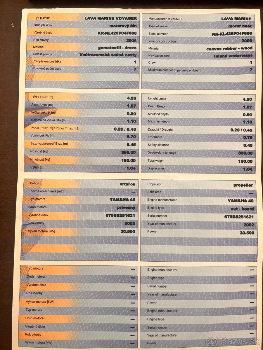 Motorový čln Lava Marine Voyager s motorom Yamaha 40 - 14