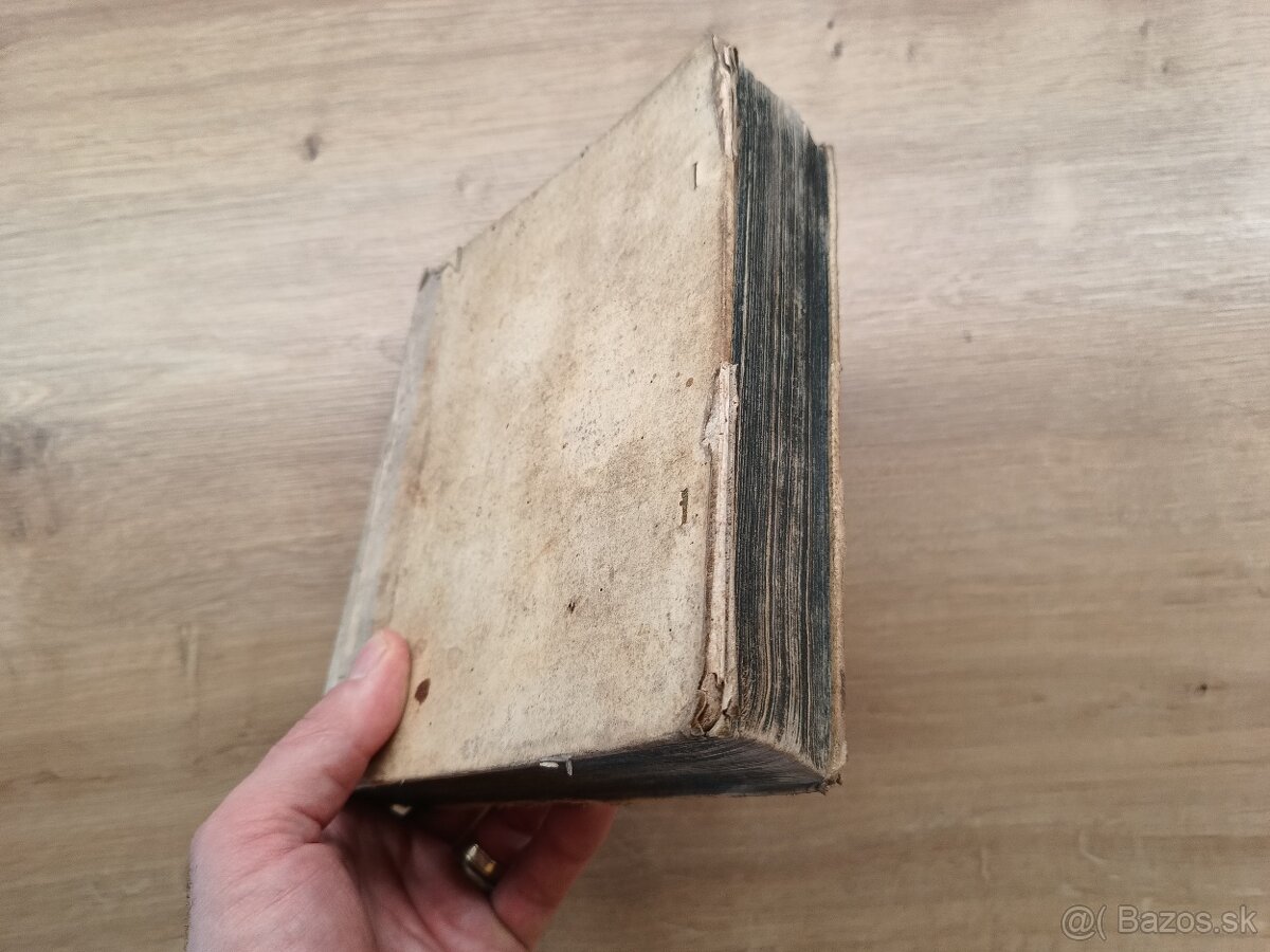 Starožitná latinská kniha 1677 pergamenová väzba - 14