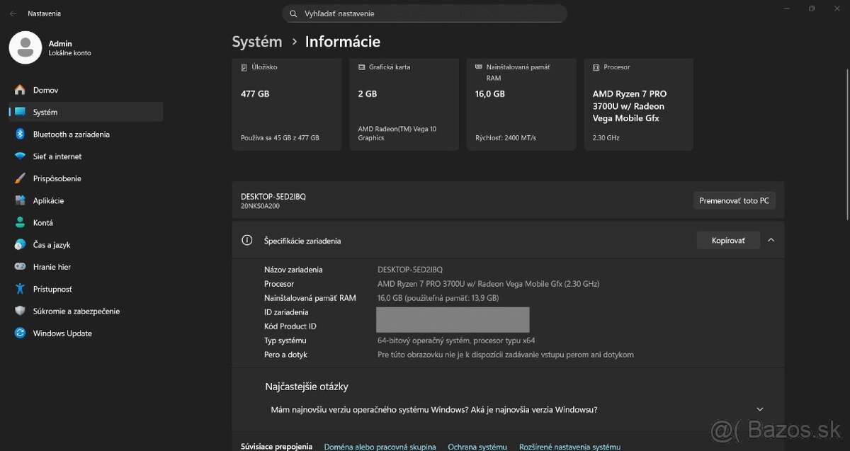 Thinkpad T495/Ryzen 7 Pro 3700U/16GB RAM/FHD IPS/512GB SSD_ - 14