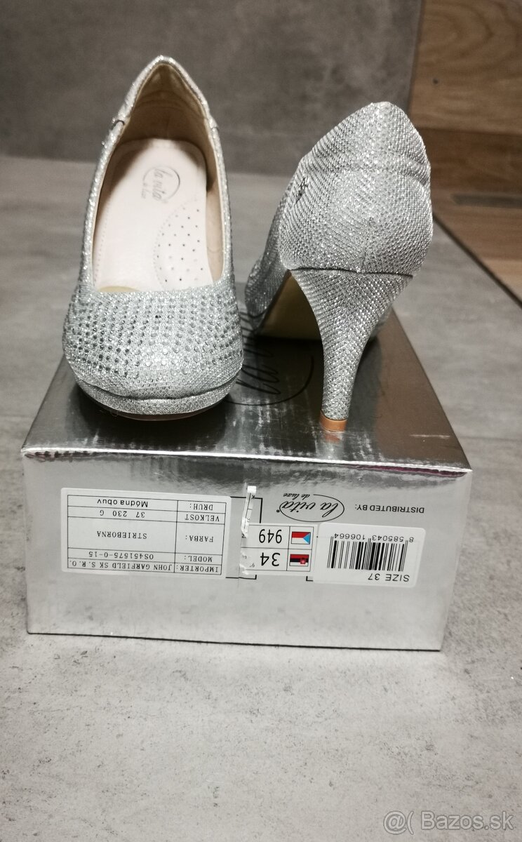 Biele a strieborné lodičky + kabelka - 14