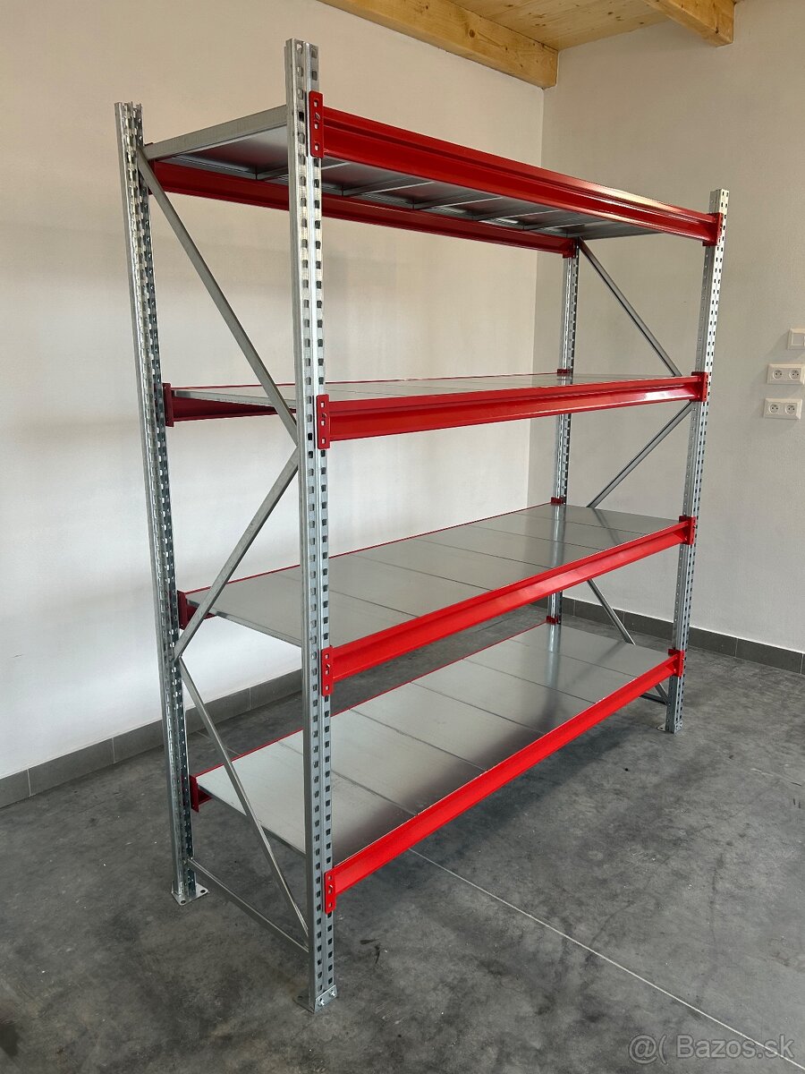 Kovový policovy regál, priemyselný profi nosnosť 450kg - 14