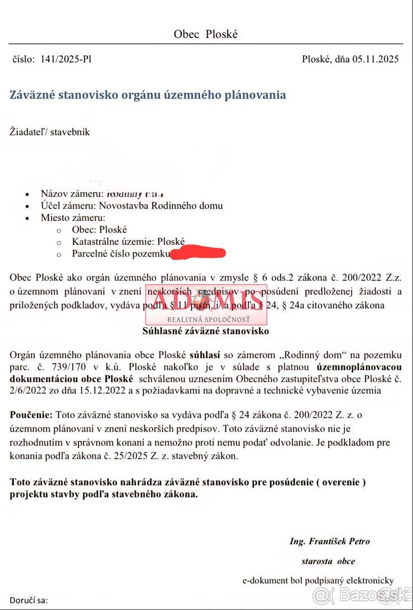 ADOMIS - predáme stavebný pozemok 392m2 Ploské - 14