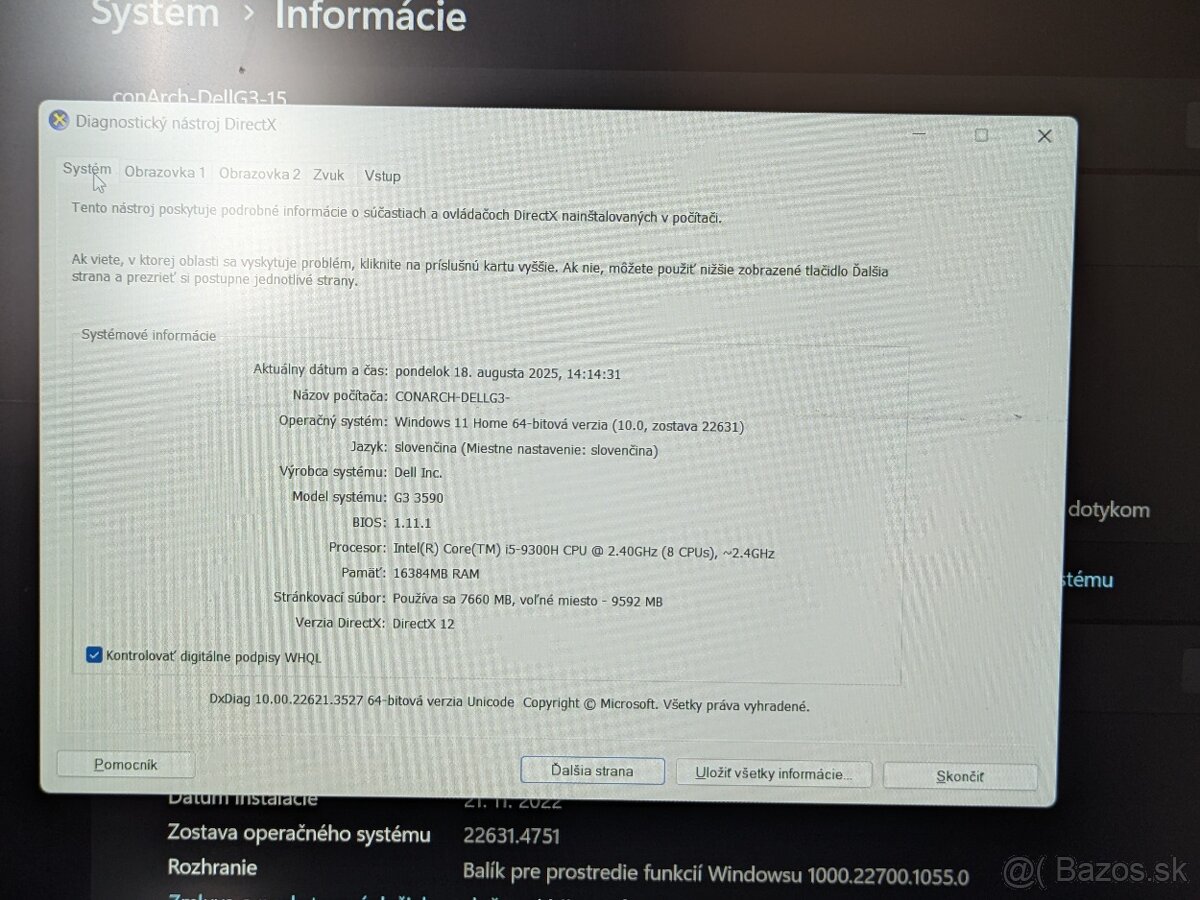 Herný notebook DELL G3-15 - 14