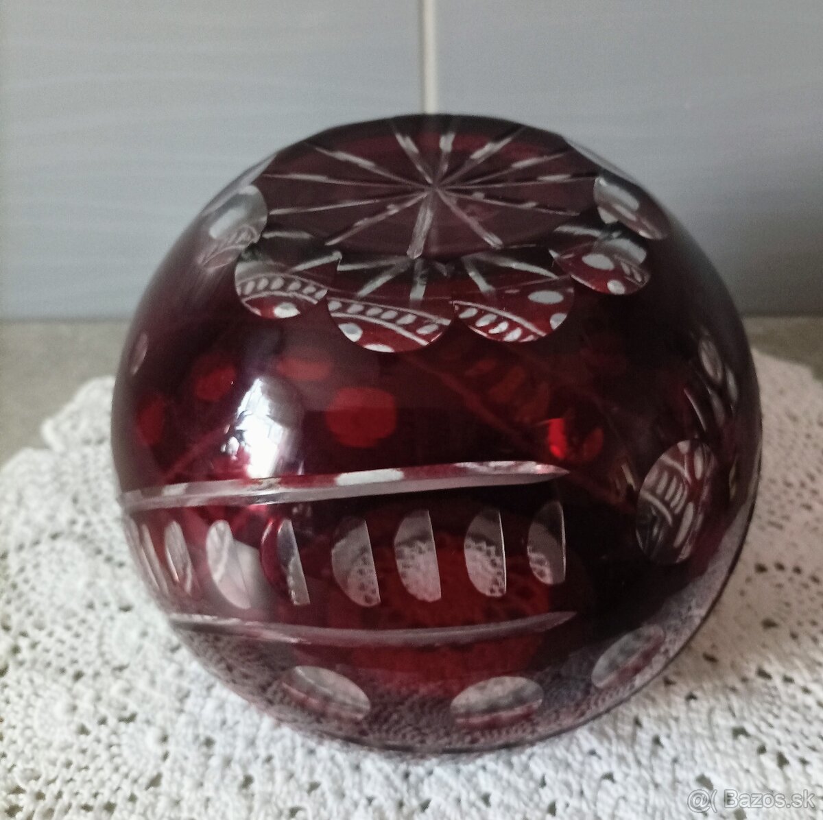 Krištáľ - rubínová karafa , poháre, vázy - 14