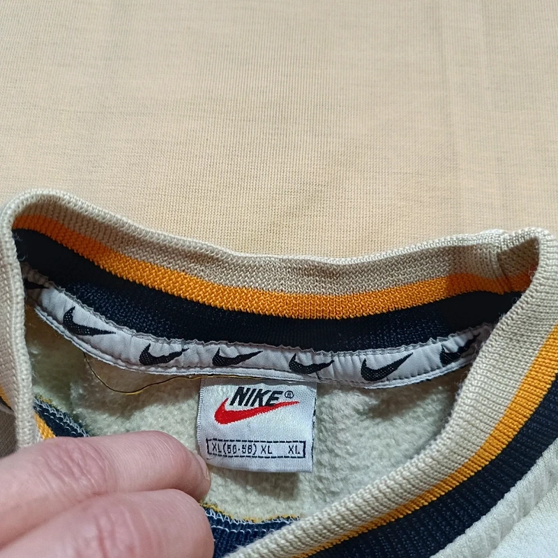 Vintage 90s NIKE Service béžová mikina bez kapucne XL - 14