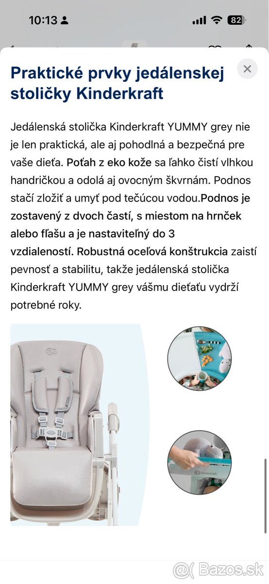 Stolička nakŕmenie KINDERKRAFT YUMMY sivá - 14