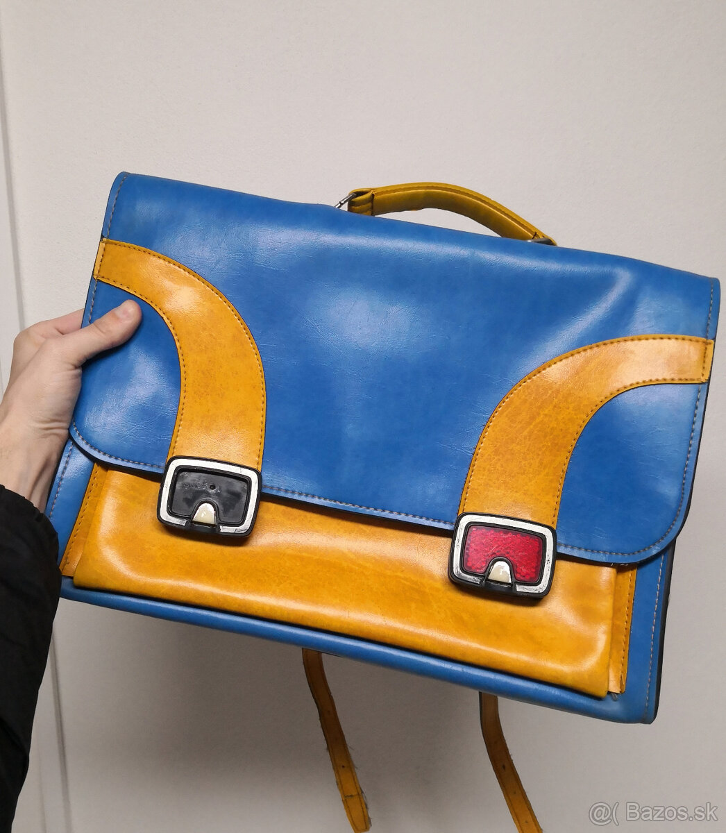 Retro školská taška s pravej kože zachovalá - 14