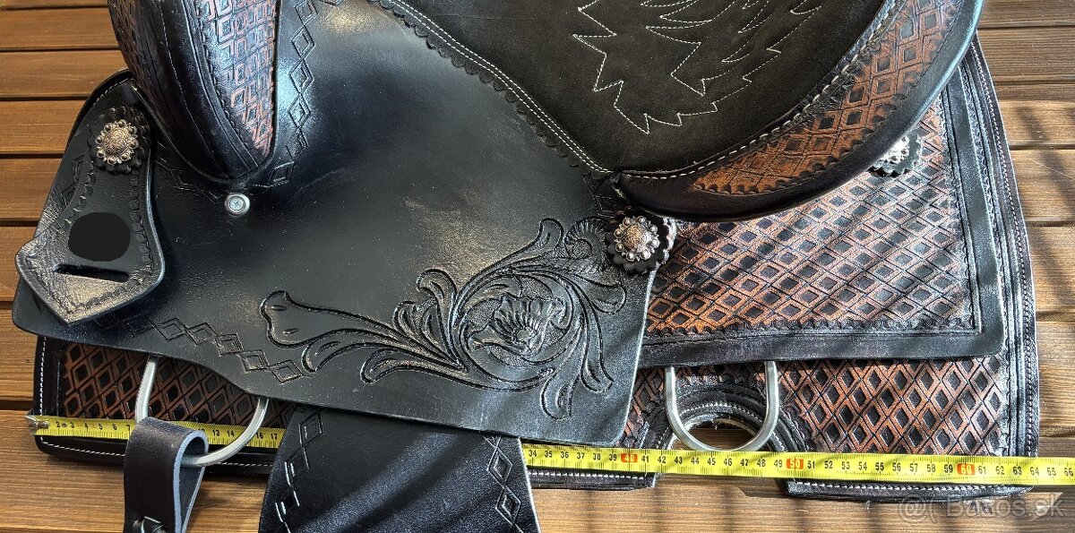 Westernový sedlový komplet 1) černé s hnědou - 14
