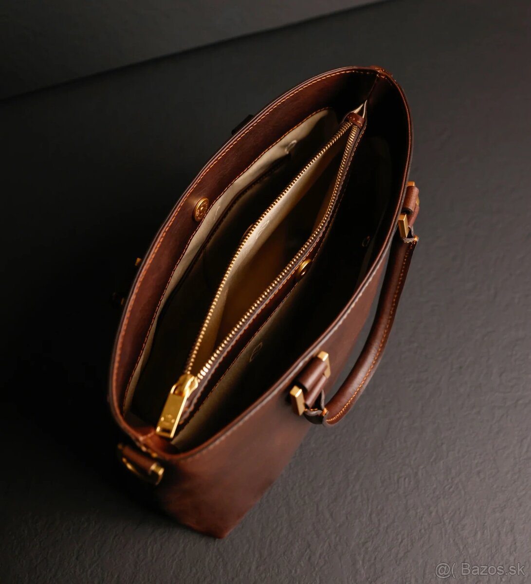 hnedá kožená kabelka - nová - 14