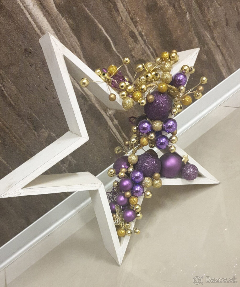 adventný vianočný sviatočný veniec + ozdobné hviezdy z dr - 14