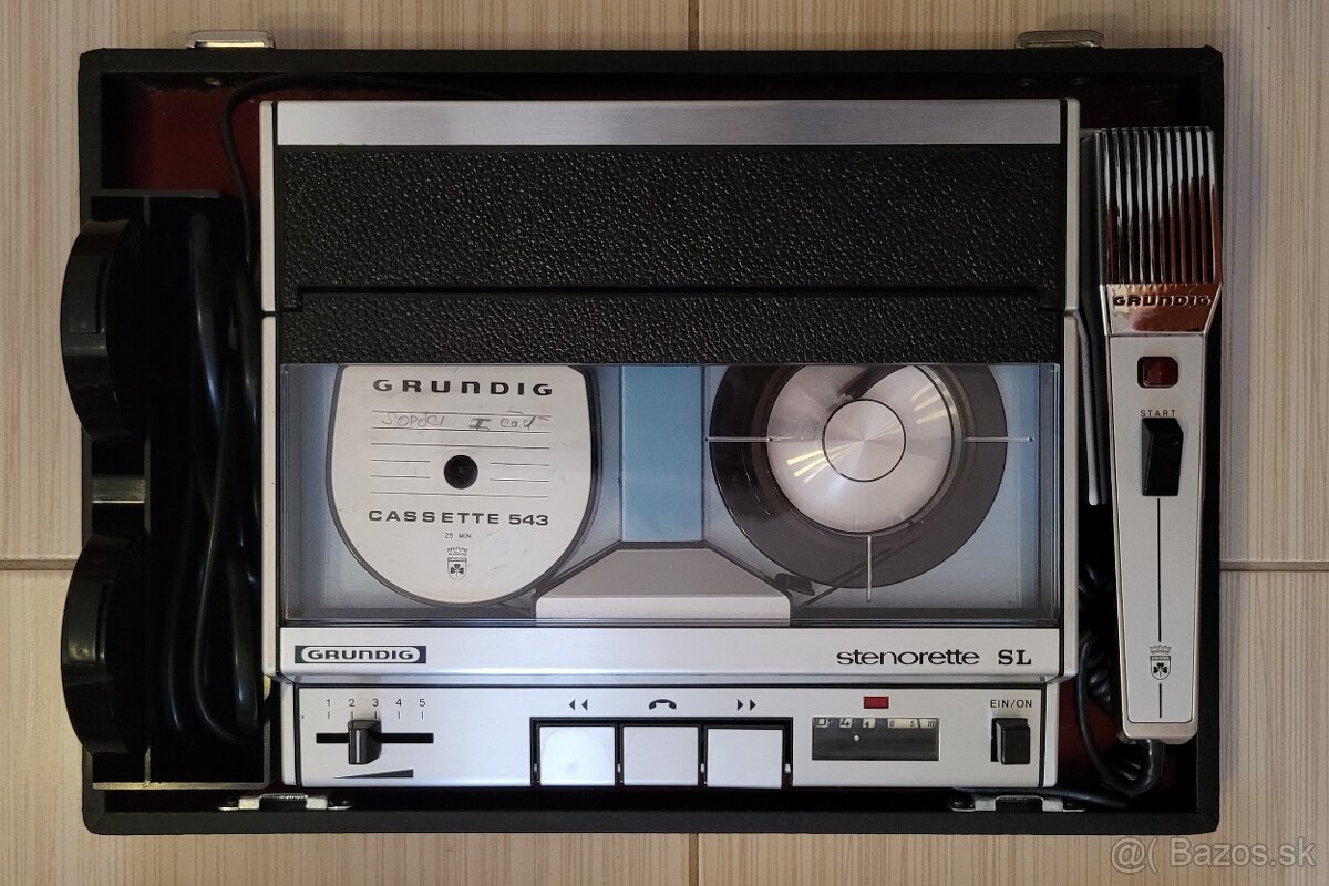 Predám kufríkový magnetofón–diktafón GRUNDIG - stenorette SL - 14
