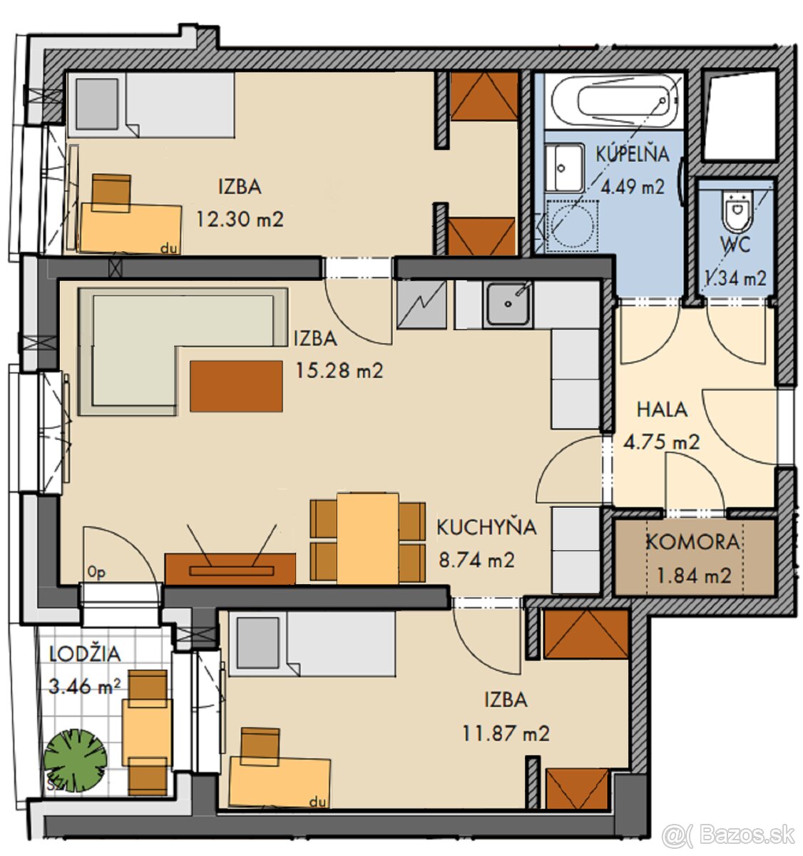 Na prenájom 3-izbový byt v PREMIÉRE na Šancovej ulici - 14