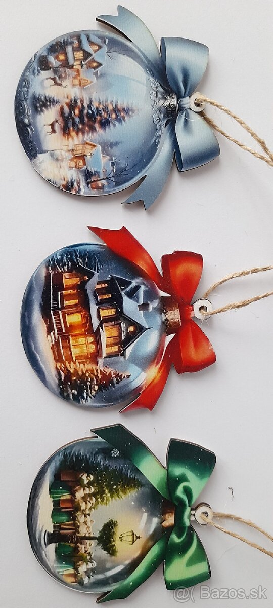 Vianočné drevené stromčeky, ozdoby - 14