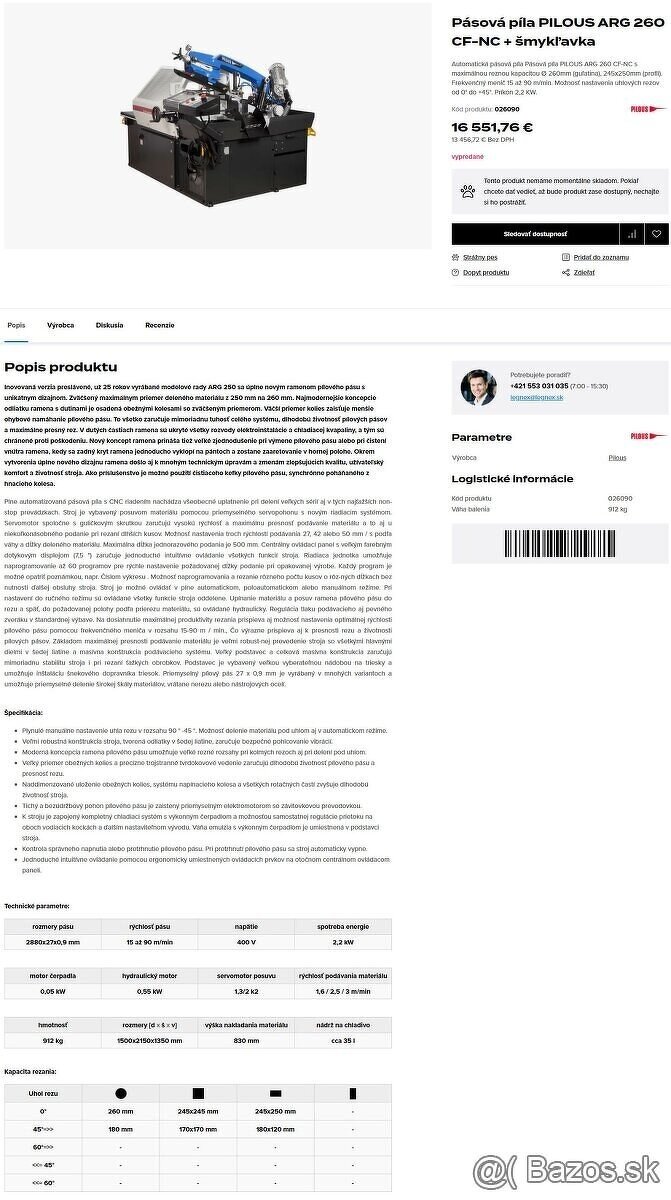 Pásová píla Pilous ARG 250 CF-NC Automat - 14