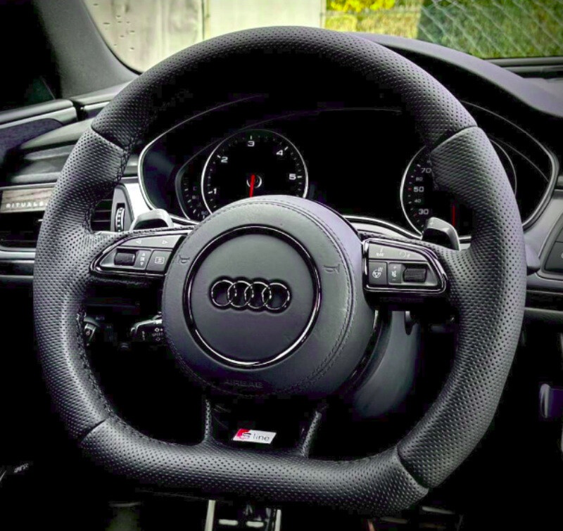 Kryt airbagu puzdro AUDI potiahnutý kožou a čiernym logom - 14