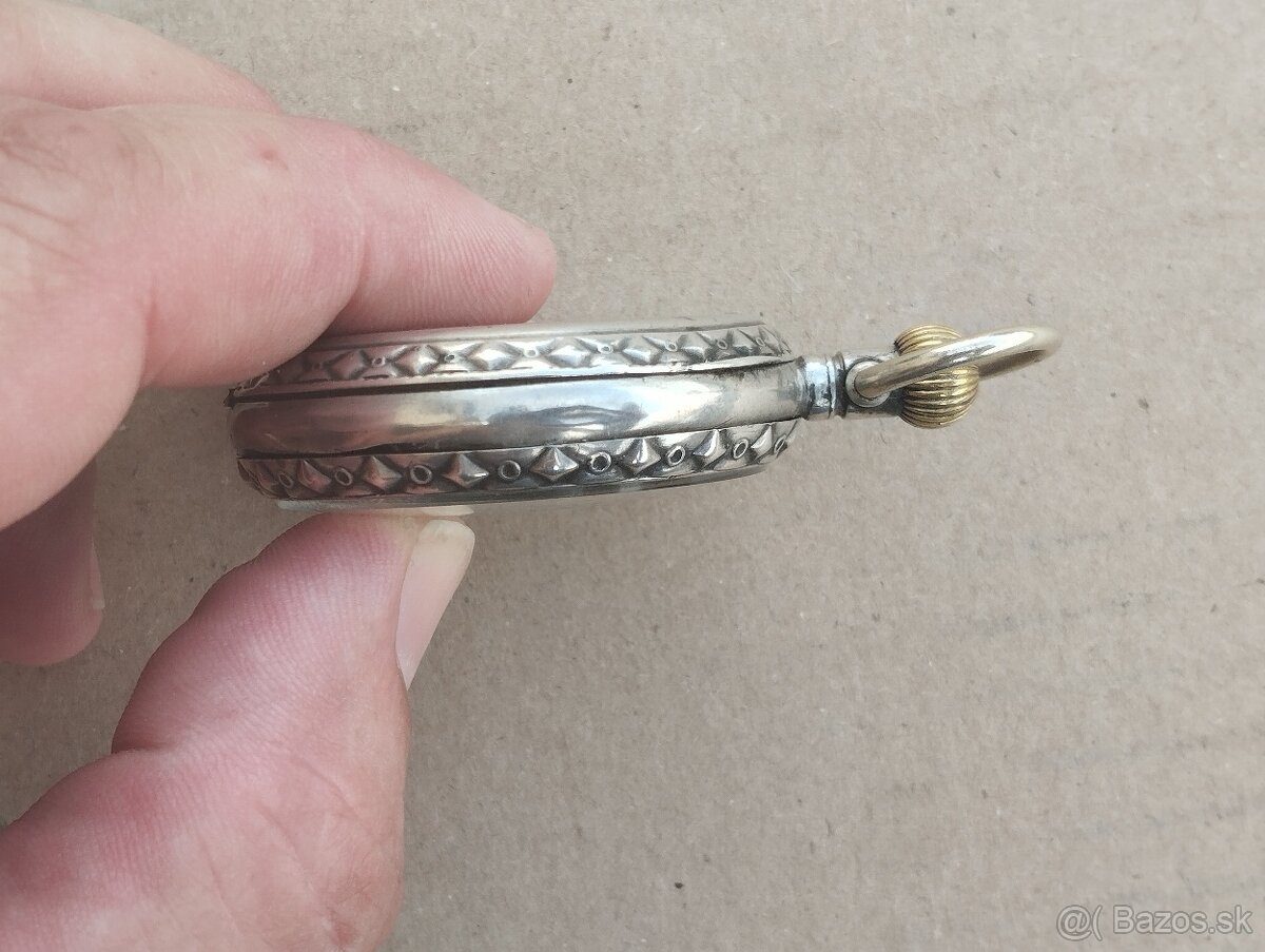 Starožitné dvoupláštové stříbrné zdobené kapesní hodinky. - 14