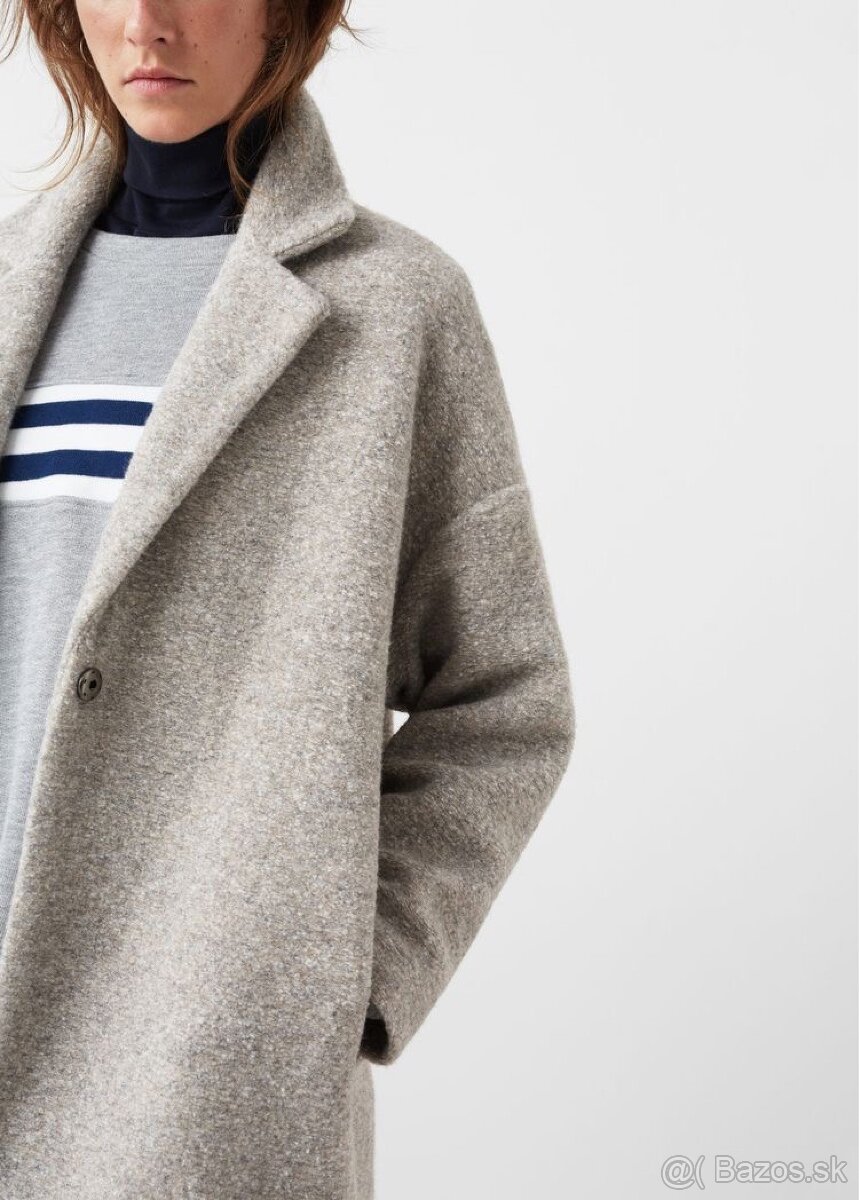 Mango Oversized béžový dámsky kabát strih coccoon XS 34 - 14