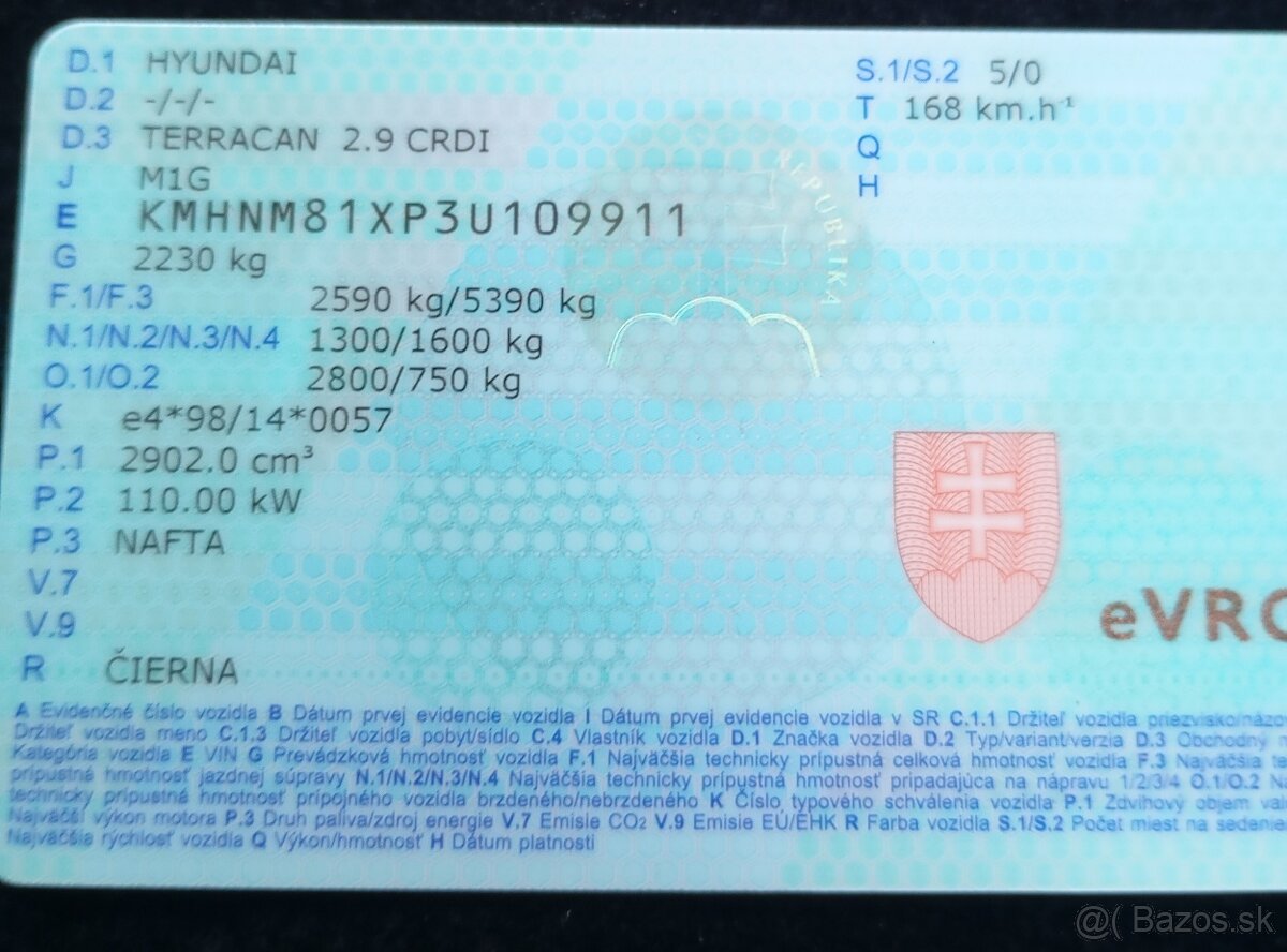 Predám Hyundai Terracan 2.9 CRDi, manual - 14
