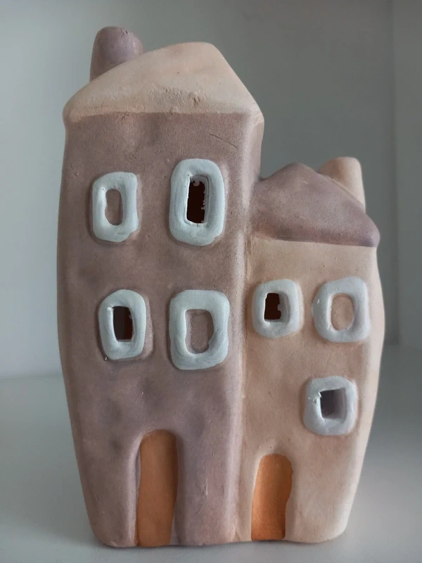 Sada 3ks ručne robené keramické domčeky na sviečku - 14