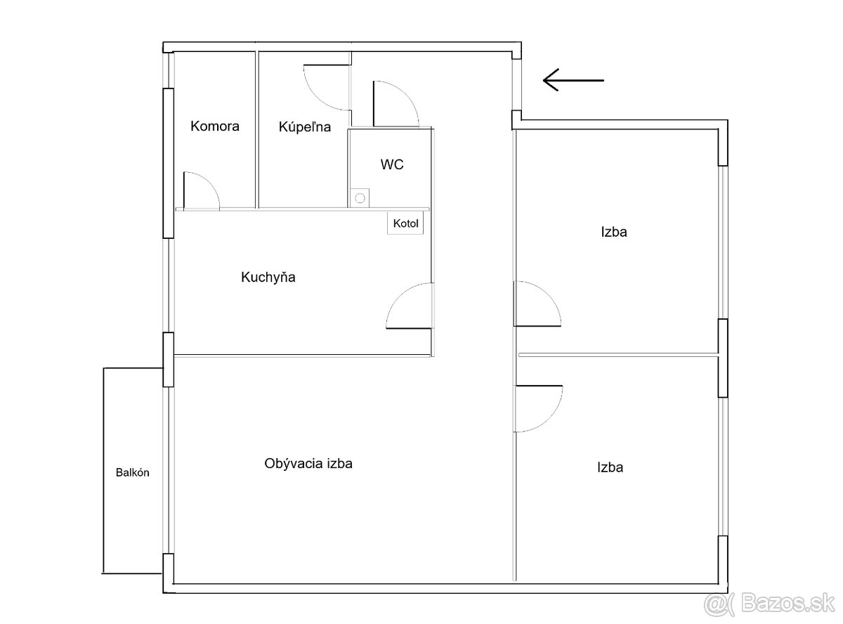 3-izbový byt s lodžiou, veľký dvor, Nemšová - Kľúčové - 14