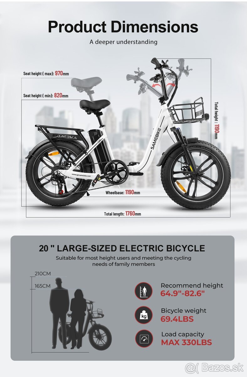Elektrický bicykel Samebike CO5 PRO - 14