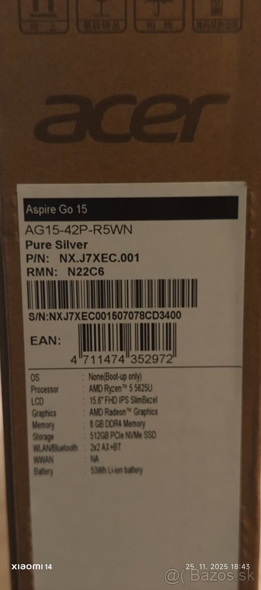 Acer Aspire Go 15 Pure Silver (AG15-42P-R5WN) - 14