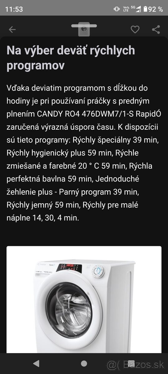 Predám novú smart práčku Candy - 14