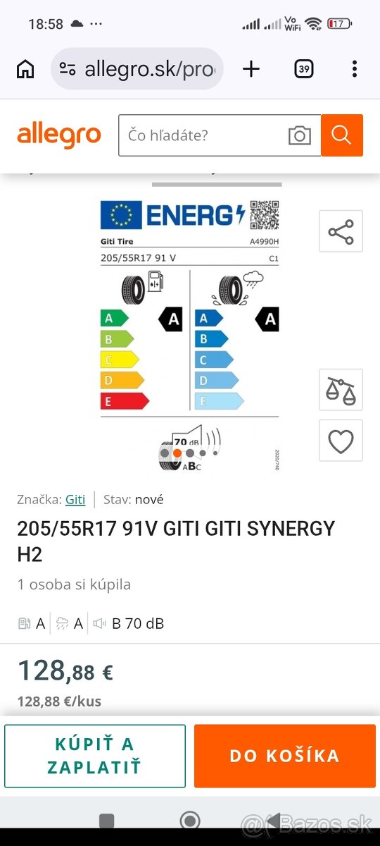 Predám letné pneu.205/55 R17 - 14