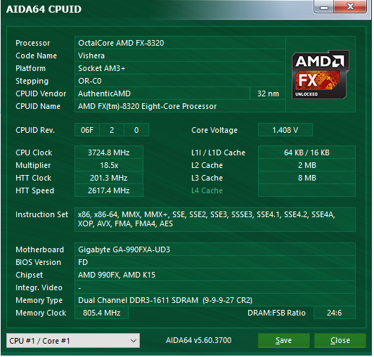 Gigabyte GA-990FXA-UD3 + FX-8320 + Mugen 3 + 16 GB HyperX - 14