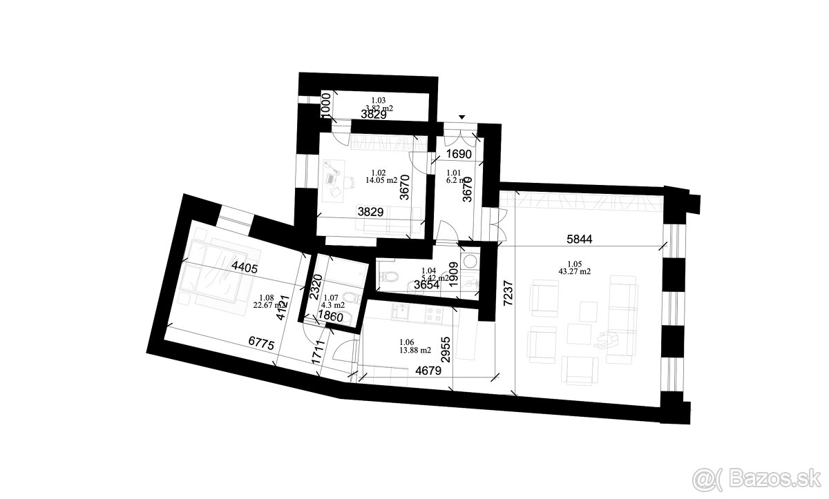 BOSEN | Nadštandardný 3 izbový byt s vysokými stropmi, Staré - 14