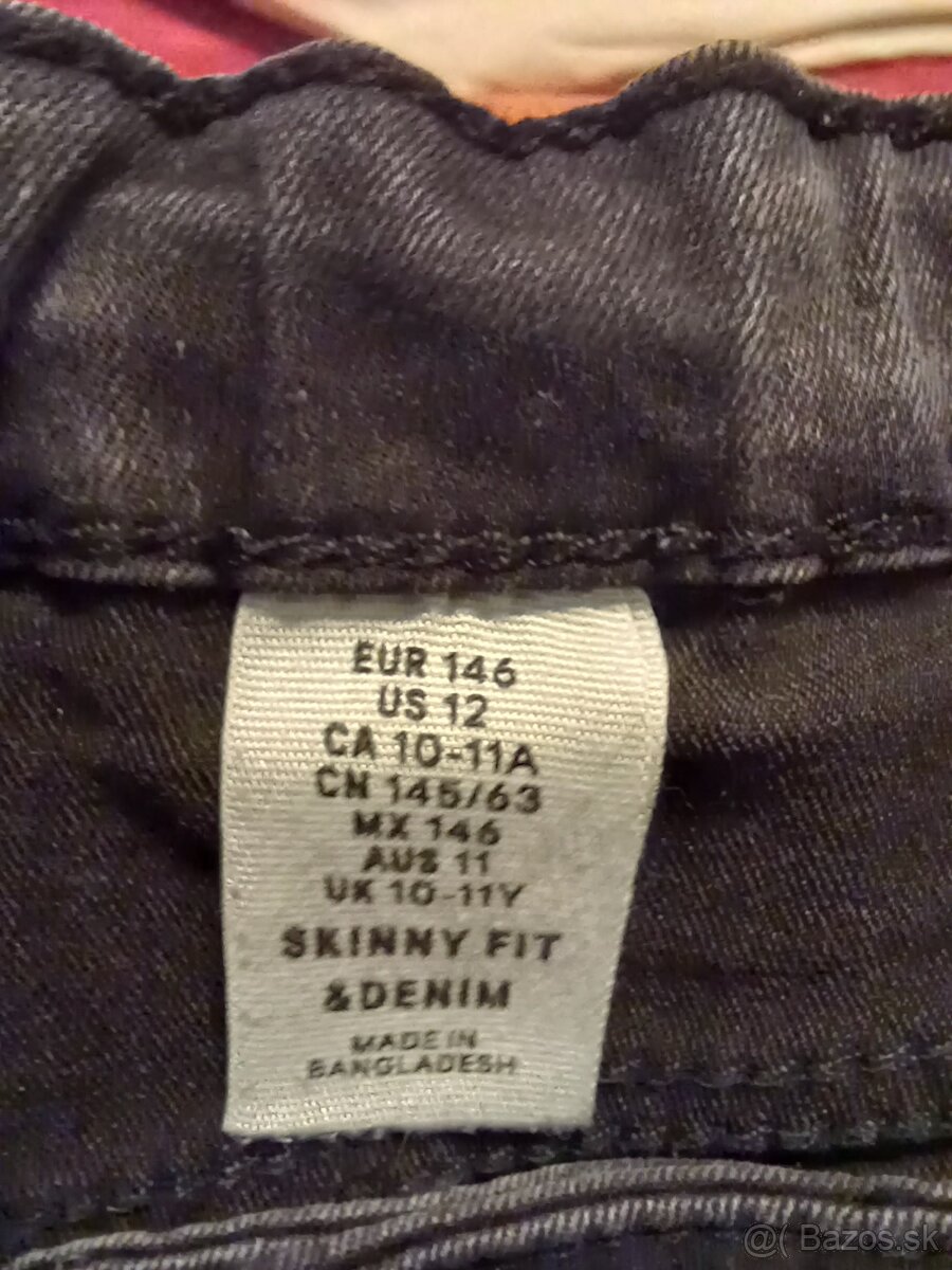 Dievčenské nohavice, rifle, elasťáky veľ. 146 - 7 ks - balík - 14